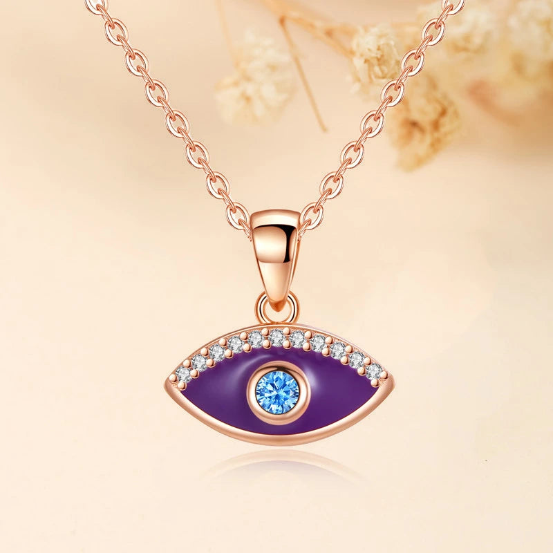 Evil Eye "Purple Guardian" Silver Necklace