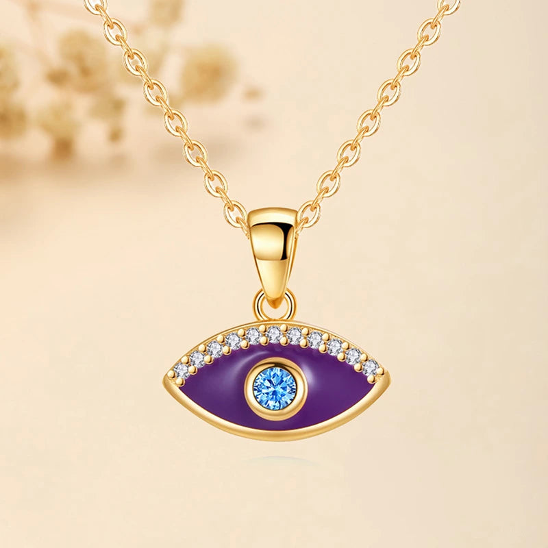 Evil Eye "Purple Guardian" Silver Necklace