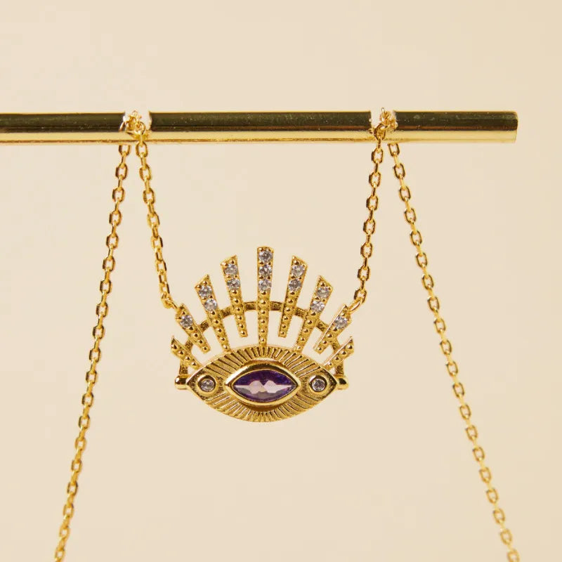 Evil Eye "Elegant Protection" Gold Plated Silver Necklace