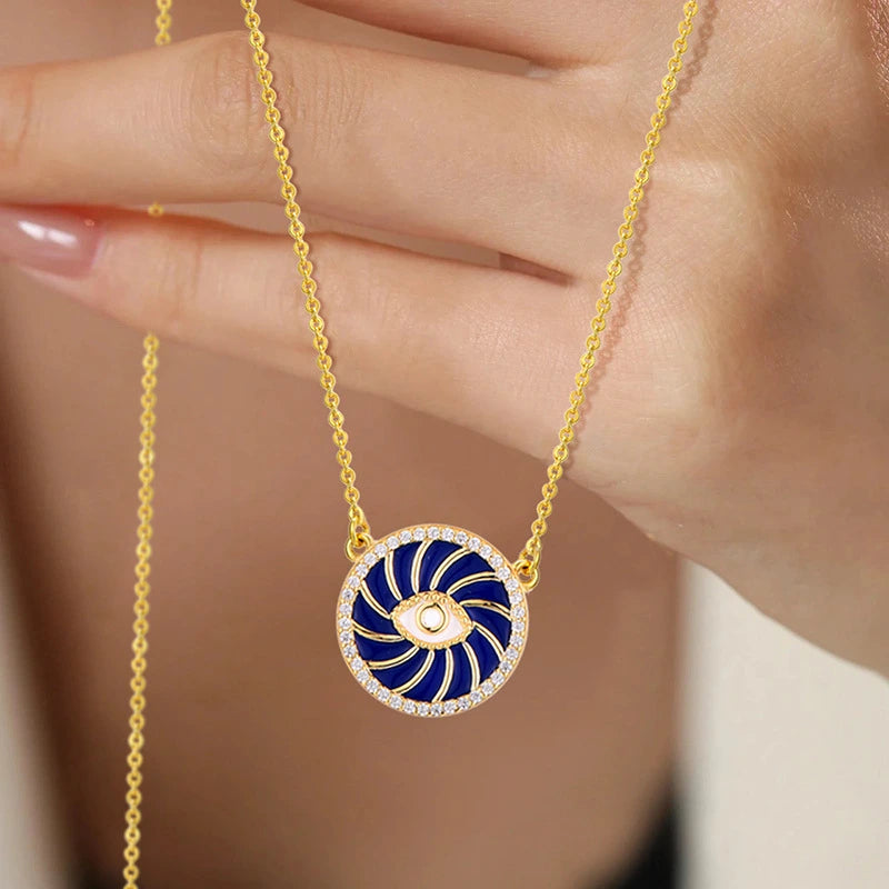 Evil Eye "Protective Whirlwind" Silver Necklace