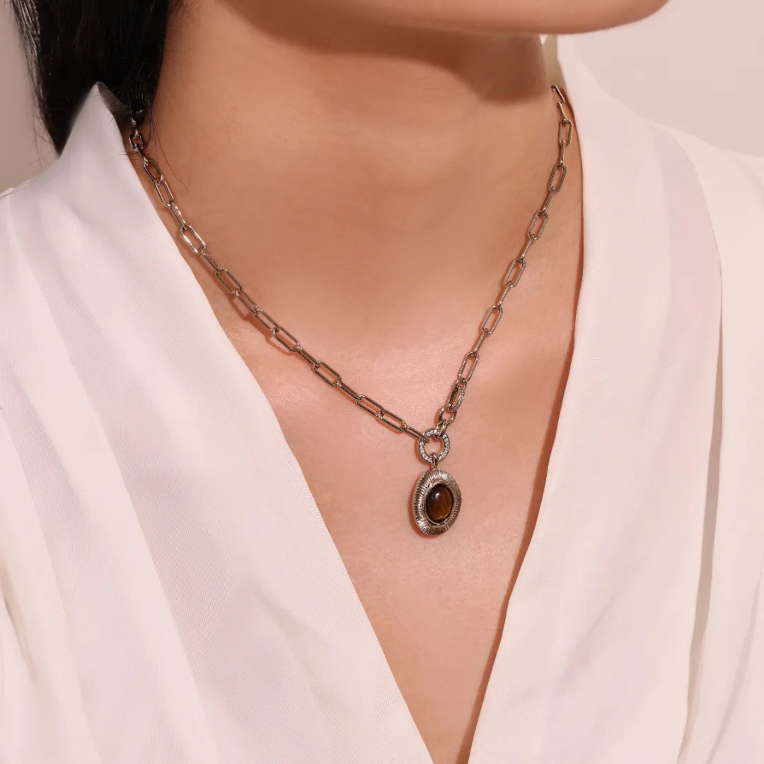 Tiger Eye Necklace "Beautiful Harmony" Gold