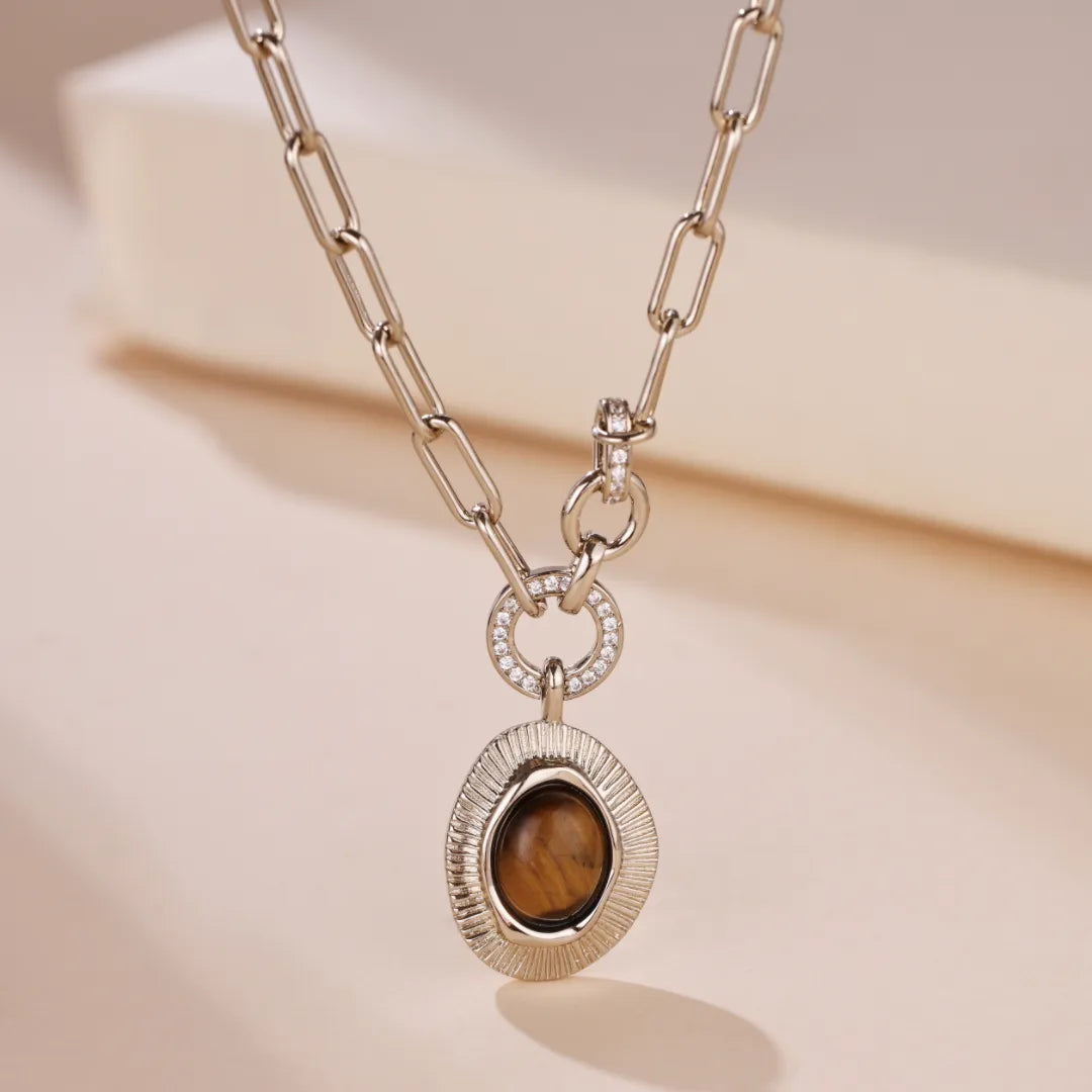Tiger Eye Necklace "Beautiful Harmony" Gold