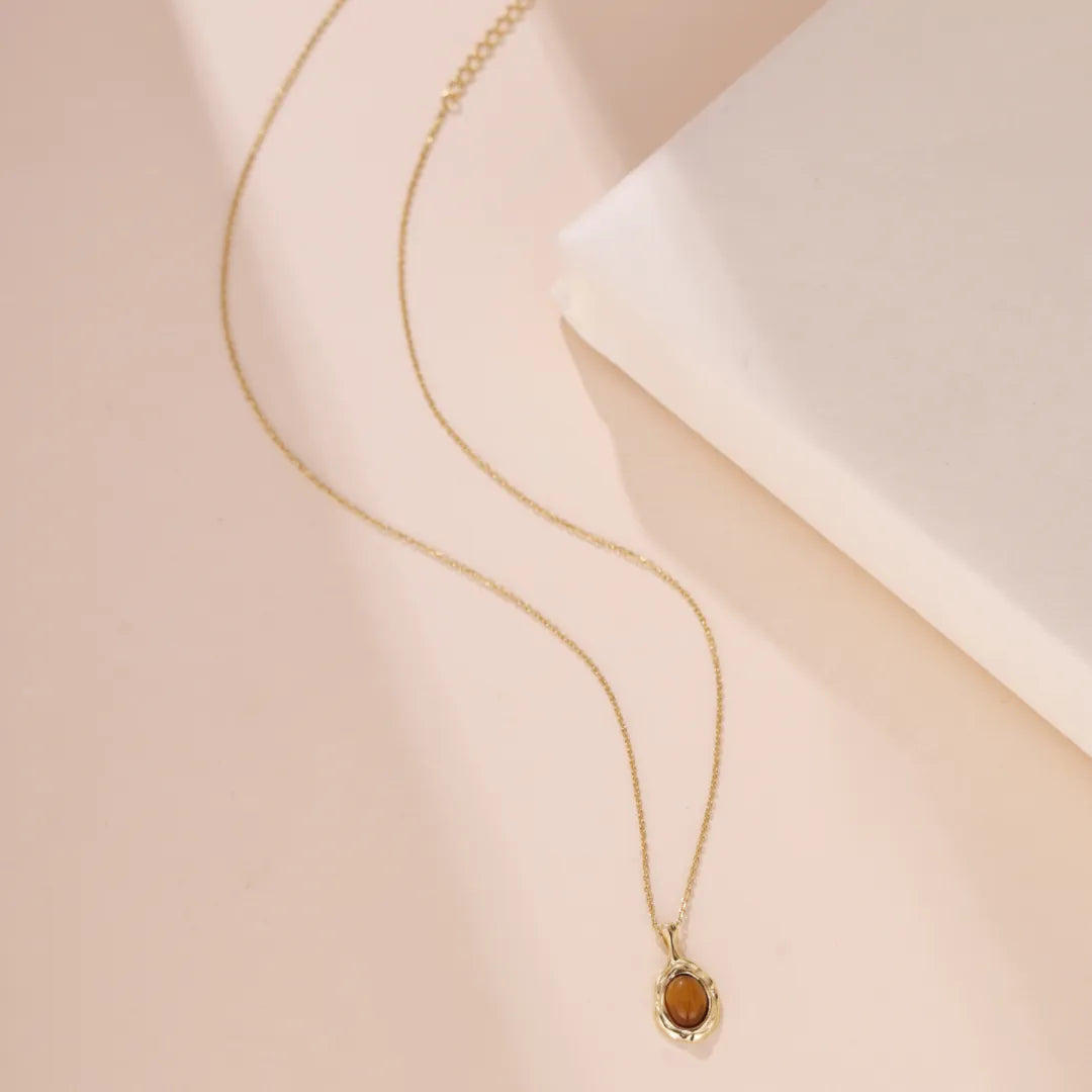 Tiger Eye Necklace "Elegance" Gold Silver
