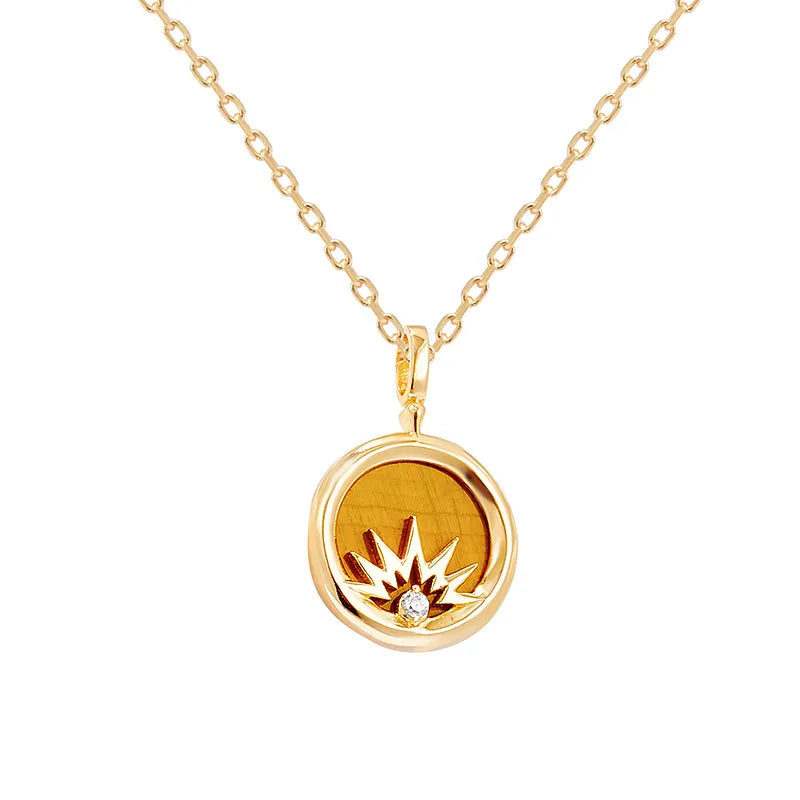 Tiger Eye Necklace "Golden Sparkle" Gold-Plated Silver