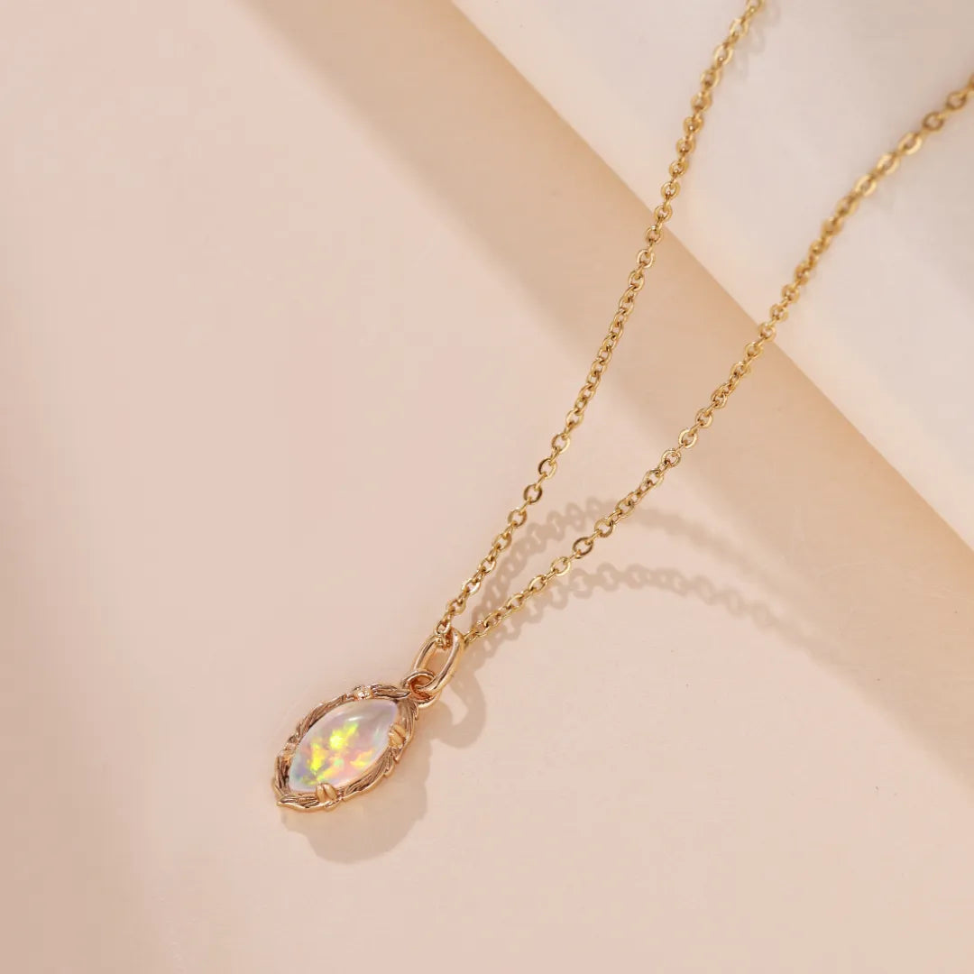 Opal Necklace "Enchanting Aura" Gold-Plated Silver