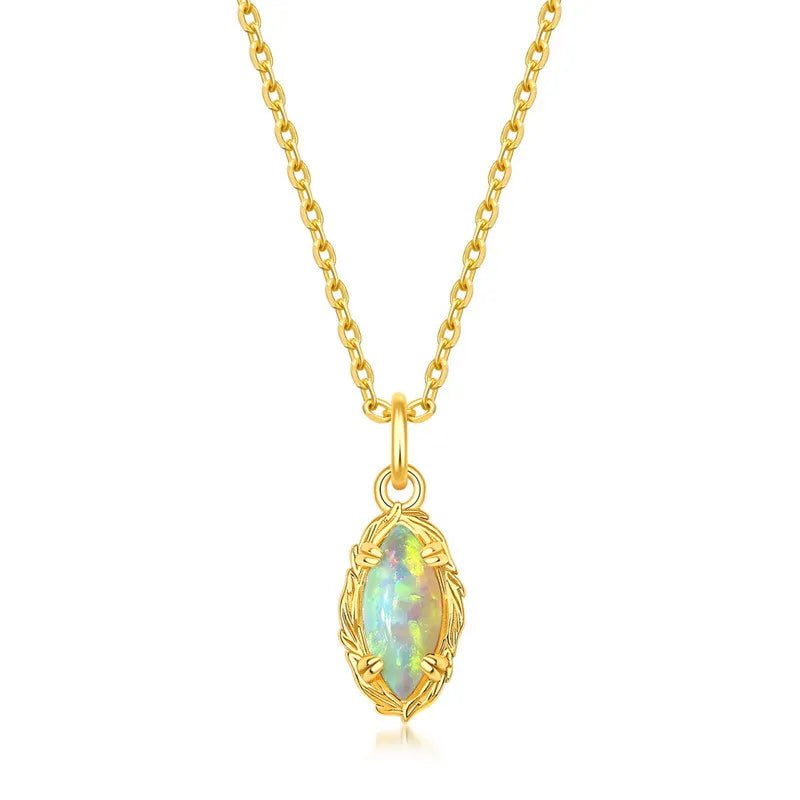 Opal Necklace "Enchanting Aura" Gold-Plated Silver