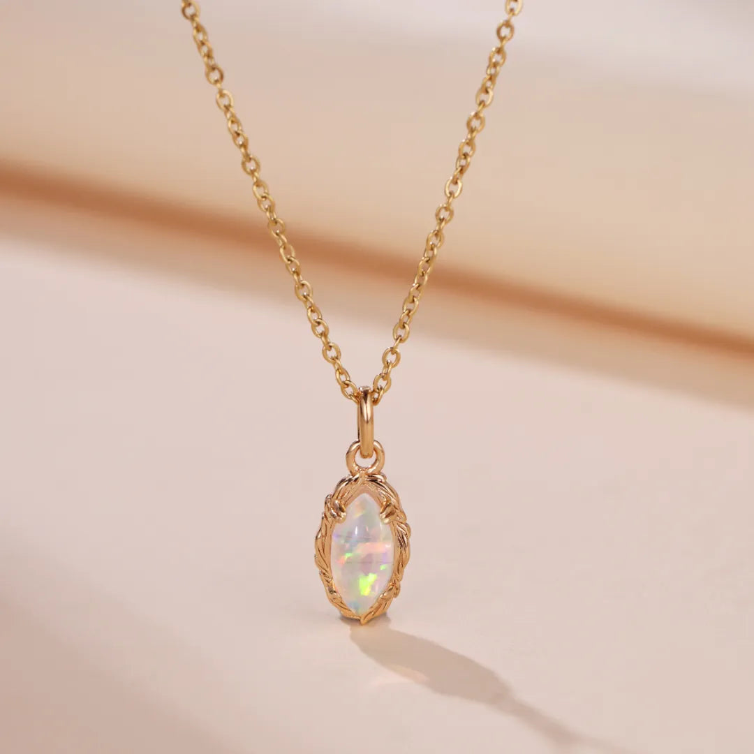 Opal Necklace "Enchanting Aura" Gold-Plated Silver