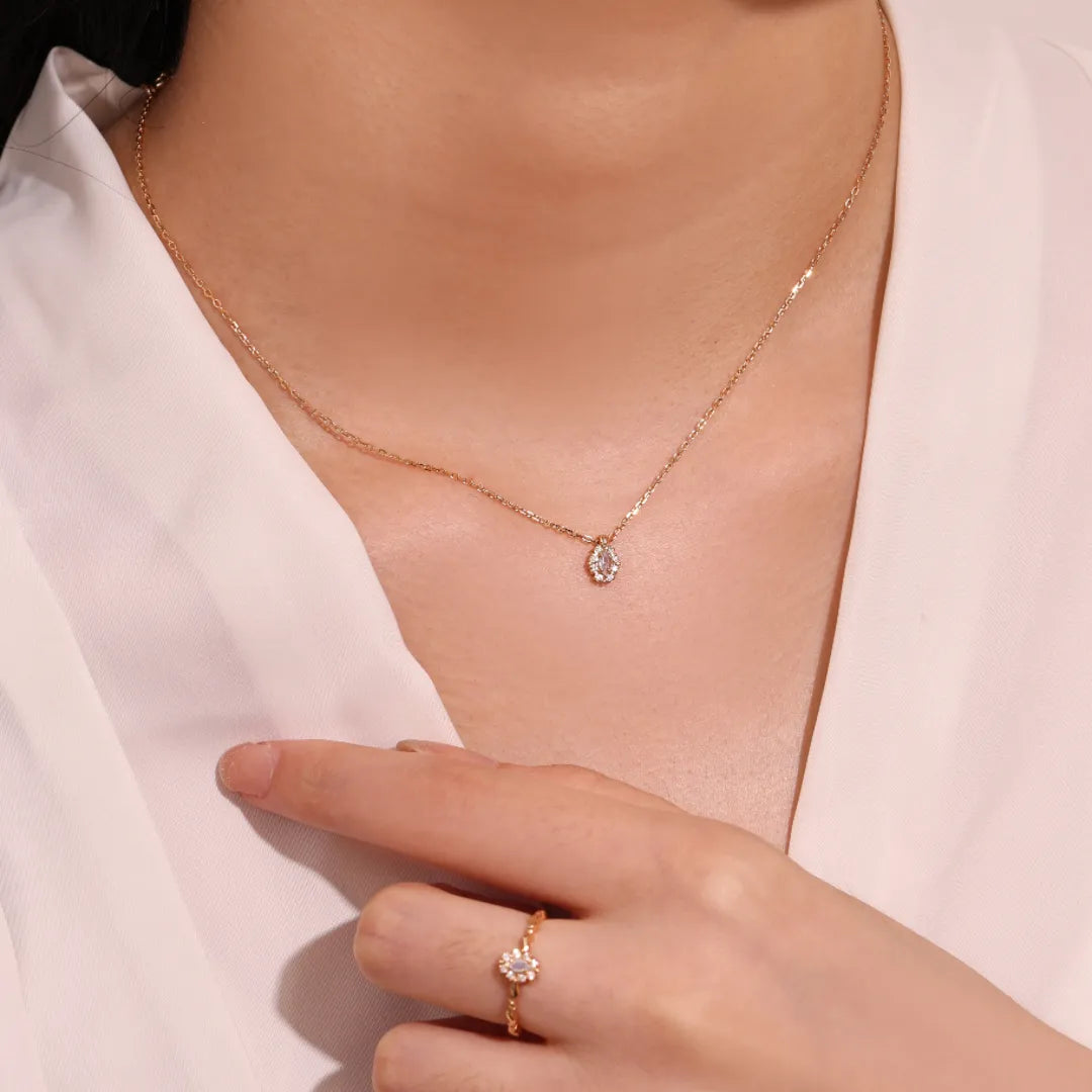Opal Necklace "Celestial Purity" Gold-Plated Silver