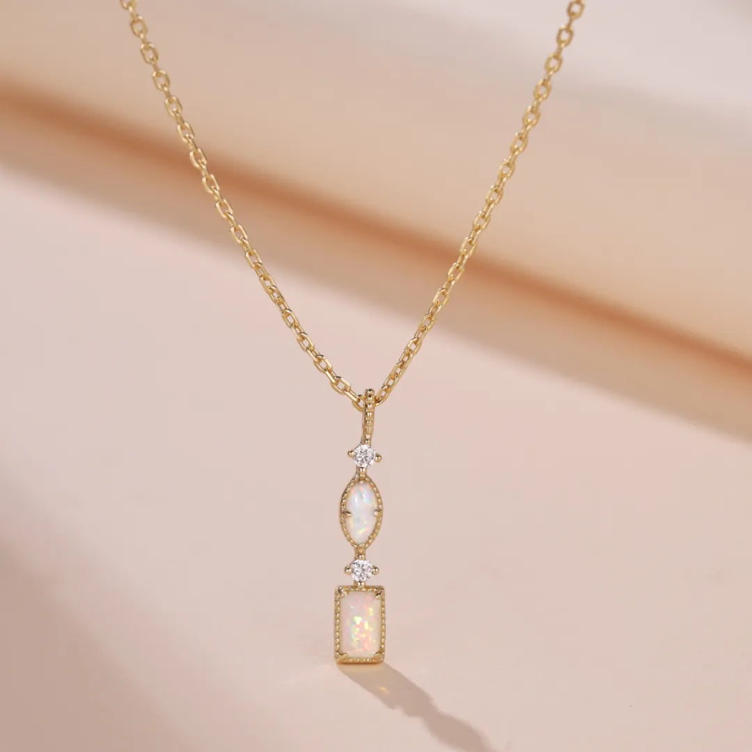 Opal Necklace "Glow of Sweetness" Gold-Plated Silver