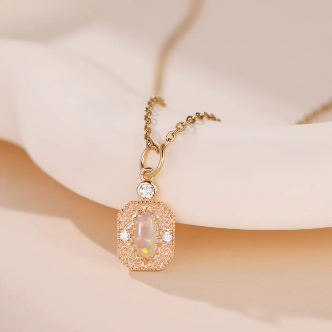 Opal Necklace "Ears of Hope" Gold-Plated Silver