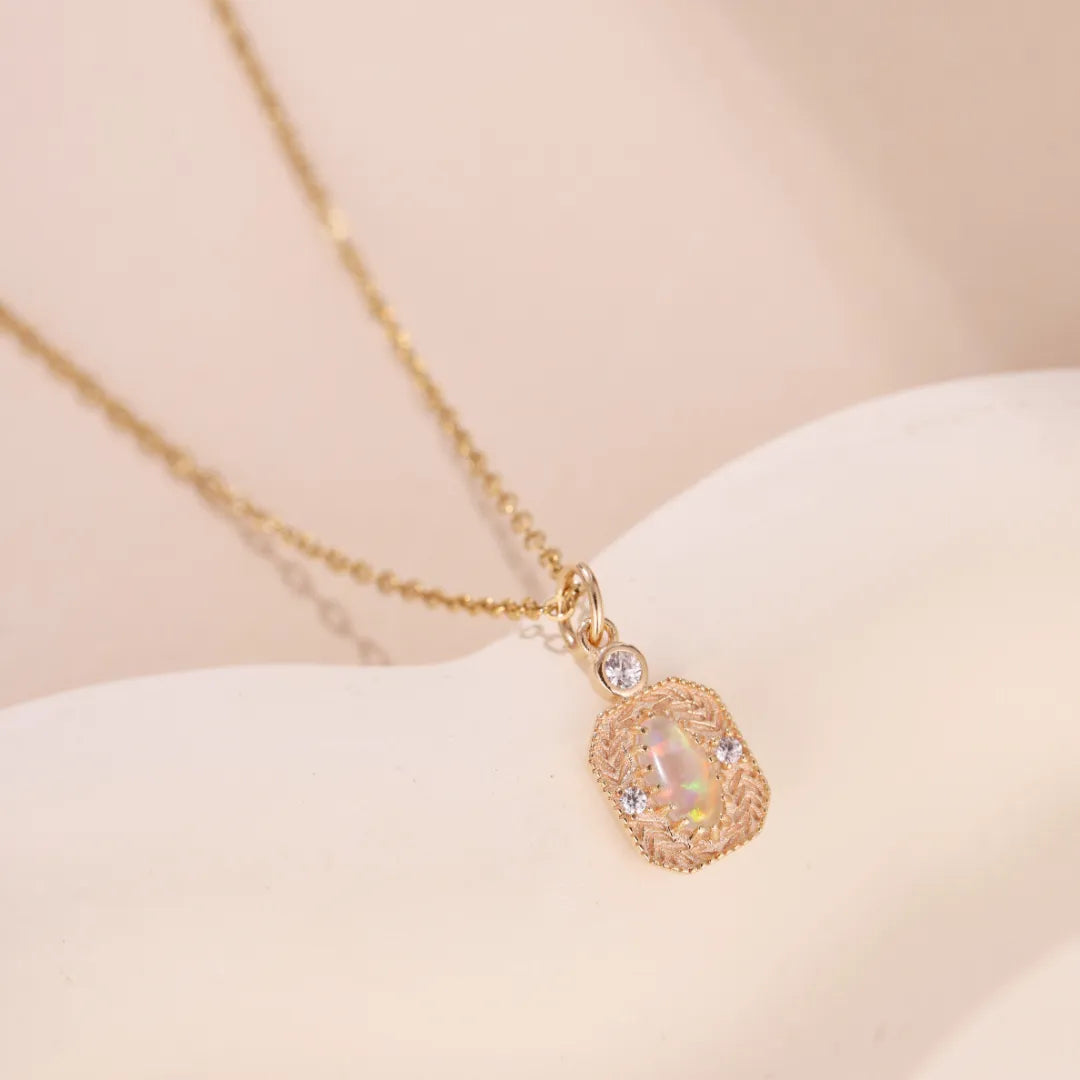 Opal Necklace "Ears of Hope" Gold-Plated Silver