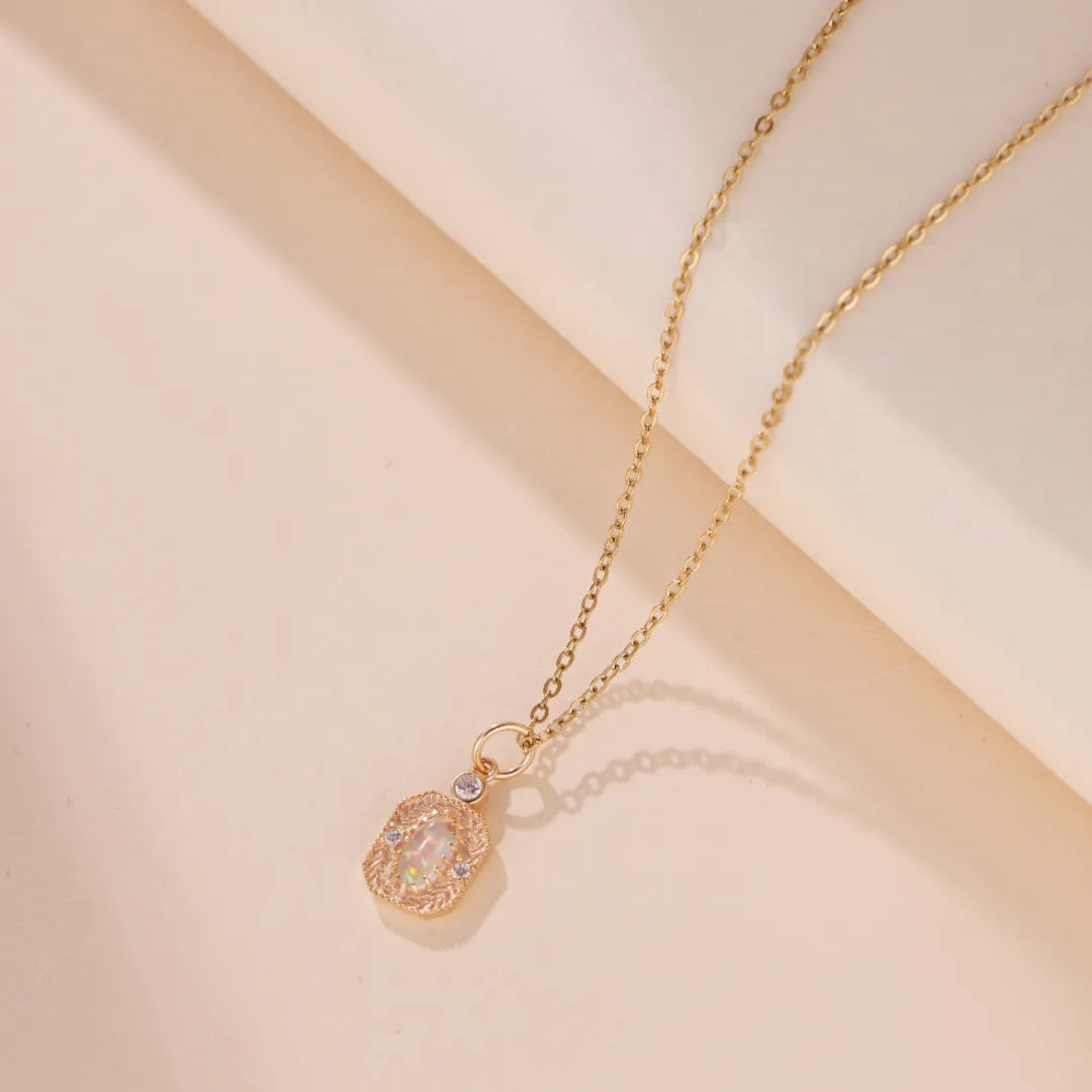 Opal Necklace "Ears of Hope" Gold-Plated Silver