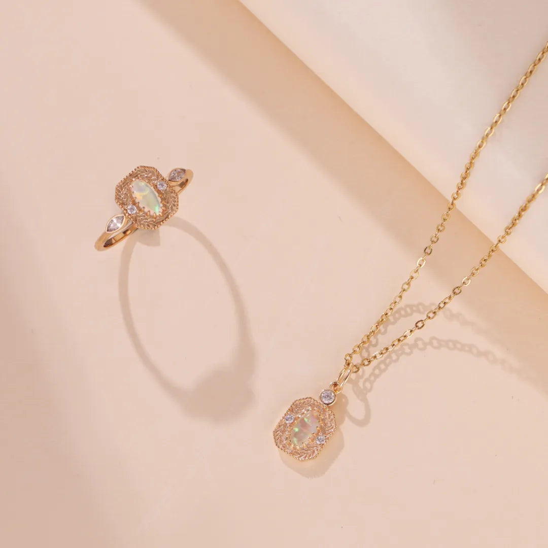 Opal Necklace "Ears of Hope" Gold-Plated Silver