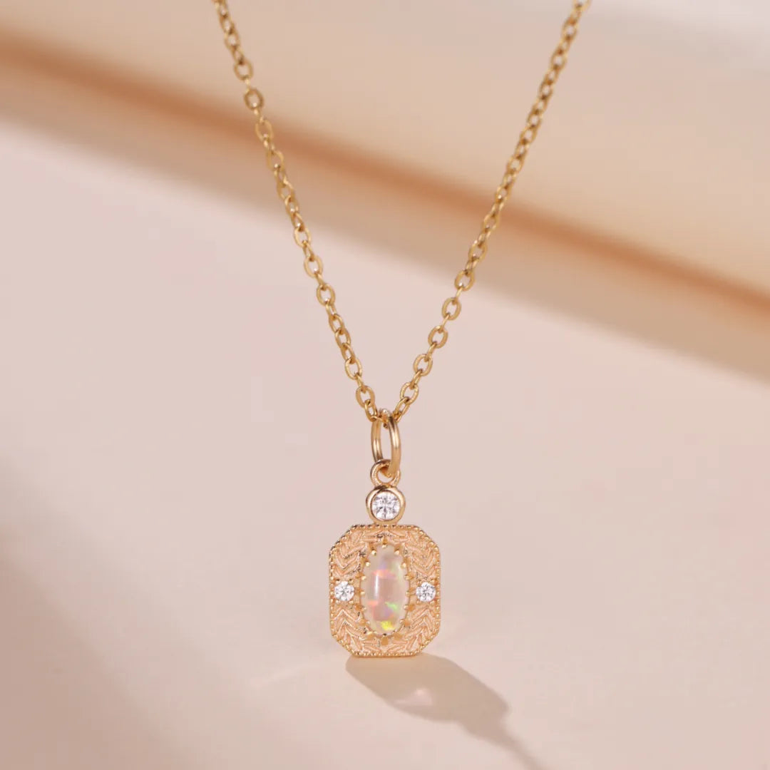 Opal Necklace "Ears of Hope" Gold-Plated Silver