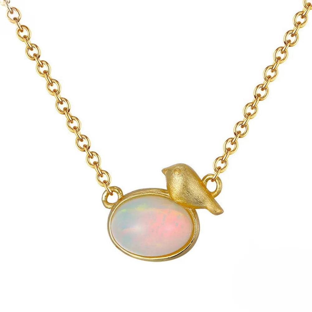 Opal Necklace "Mystical Reflections" Gold-Plated Silver