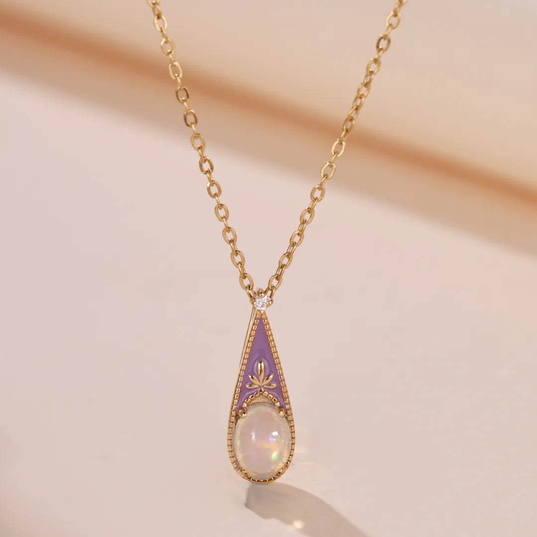Opal Necklace "Purple Wonder" Gold-Plated Silver