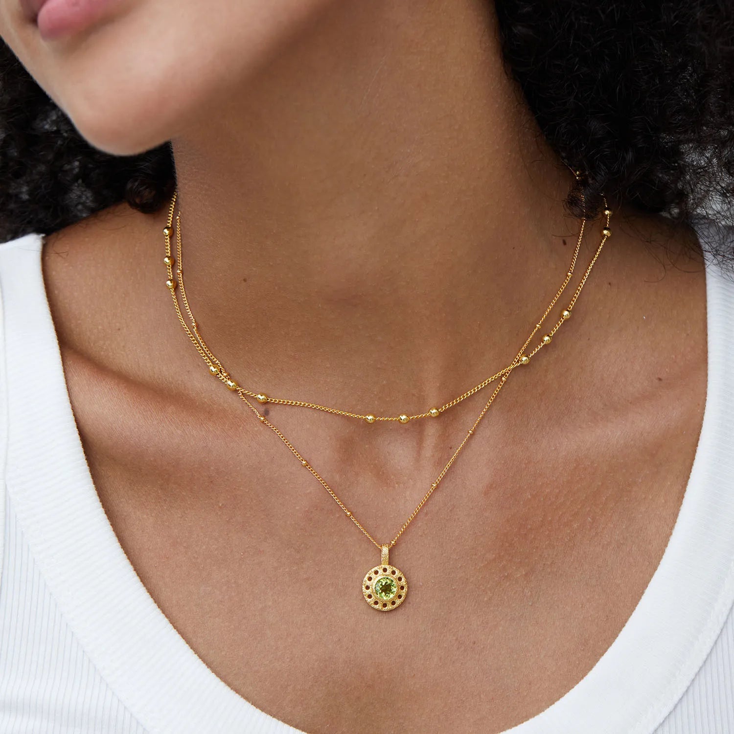 Peridot Necklace "Circle of Prosperity" Gold-Plated Silver
