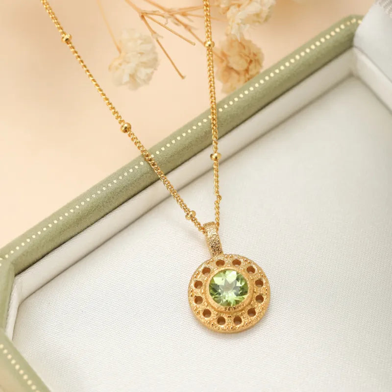 Peridot Necklace "Circle of Prosperity" Gold-Plated Silver