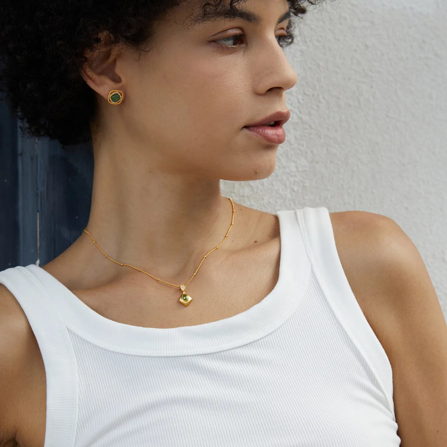 Peridot Necklace "Chiseled Charm" Gold-Plated Silver