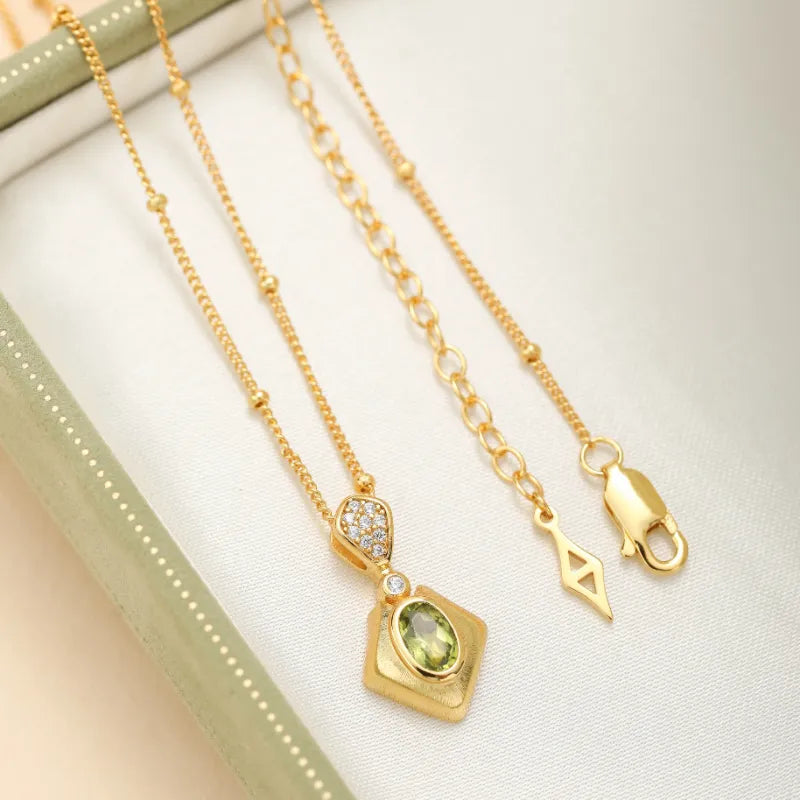 Peridot Necklace "Chiseled Charm" Gold-Plated Silver