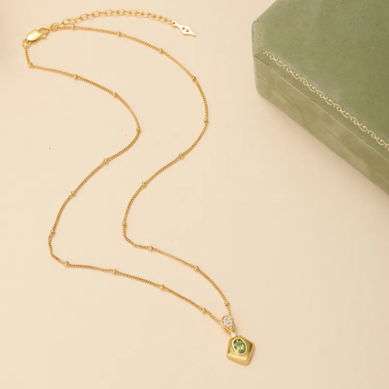 Peridot Necklace "Chiseled Charm" Gold-Plated Silver