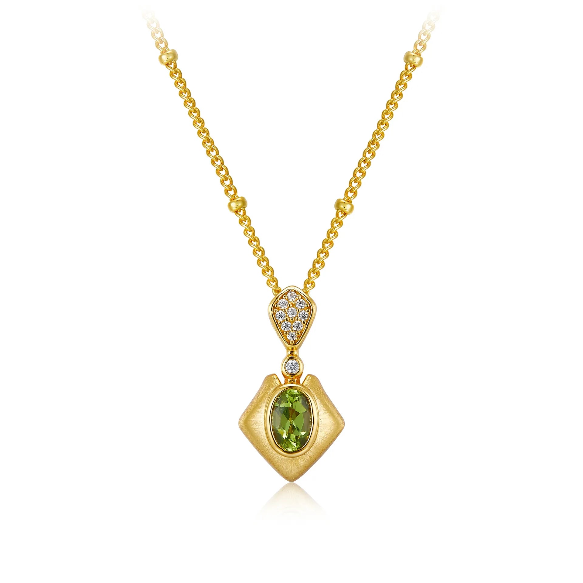 Peridot Necklace "Chiseled Charm" Gold-Plated Silver