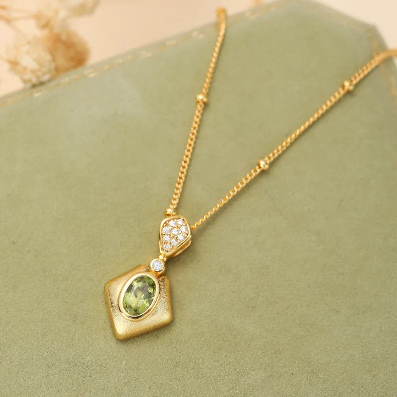 Peridot Necklace "Chiseled Charm" Gold-Plated Silver