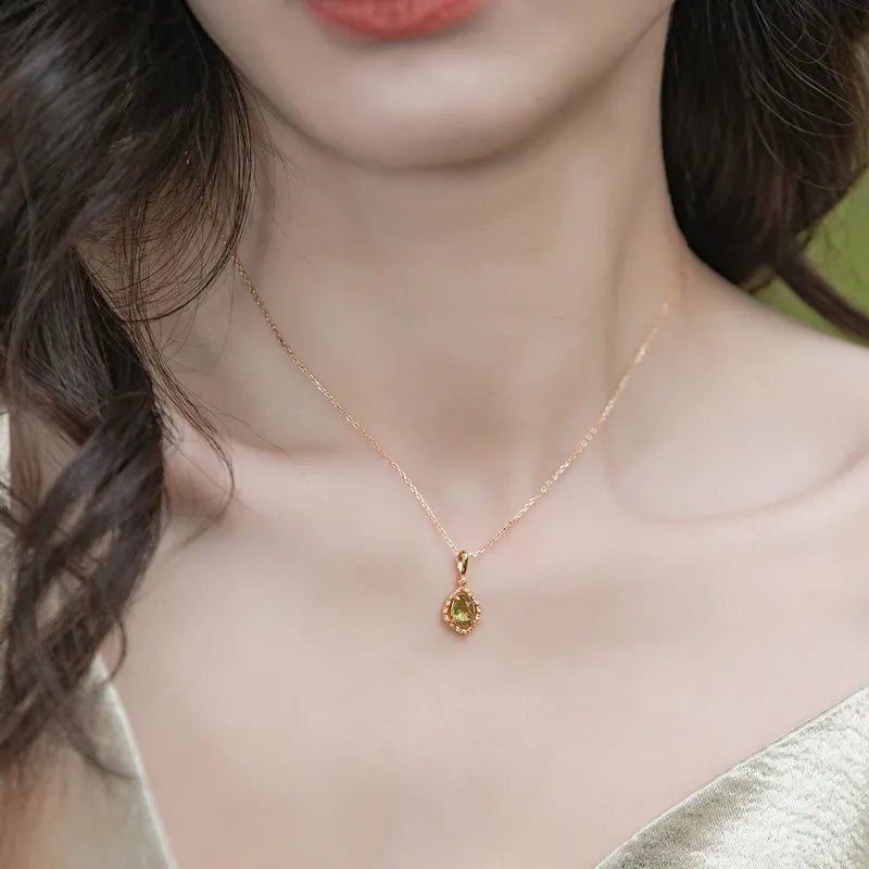 Peridot Necklace "Positive Sparkle" Gold-Plated Silver