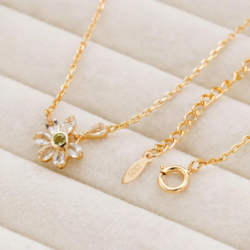 Peridot and Topaz Necklace "Inner Serenity" Gold-Plated Silver