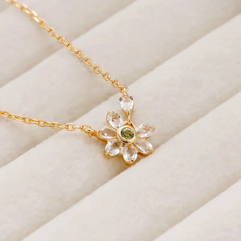 Peridot and Topaz Necklace "Inner Serenity" Gold-Plated Silver
