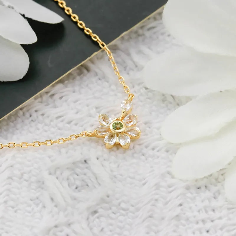 Peridot and Topaz Necklace "Inner Serenity" Gold-Plated Silver