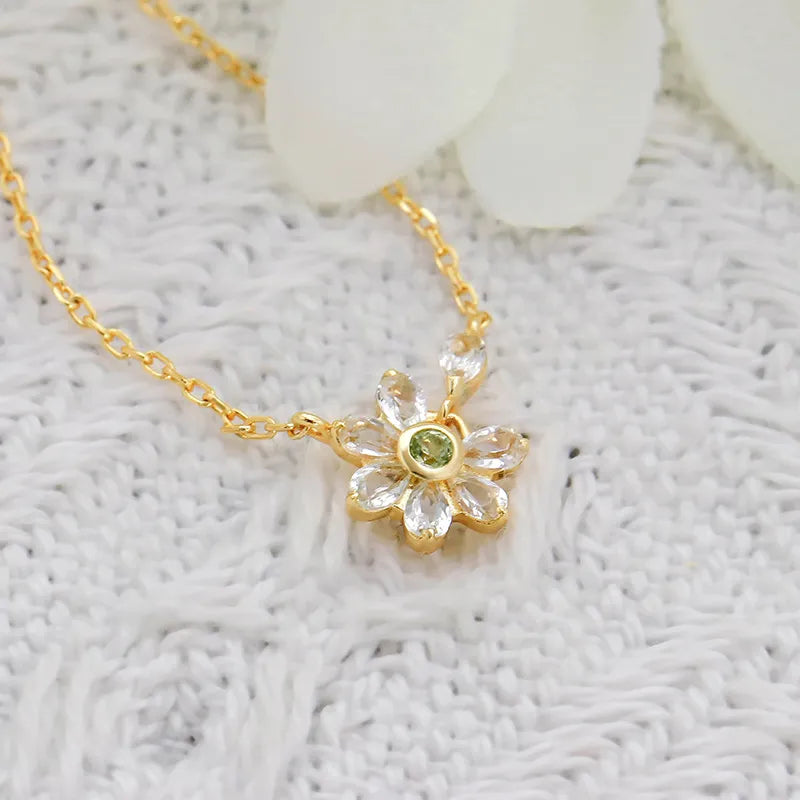 Peridot and Topaz Necklace "Inner Serenity" Gold-Plated Silver