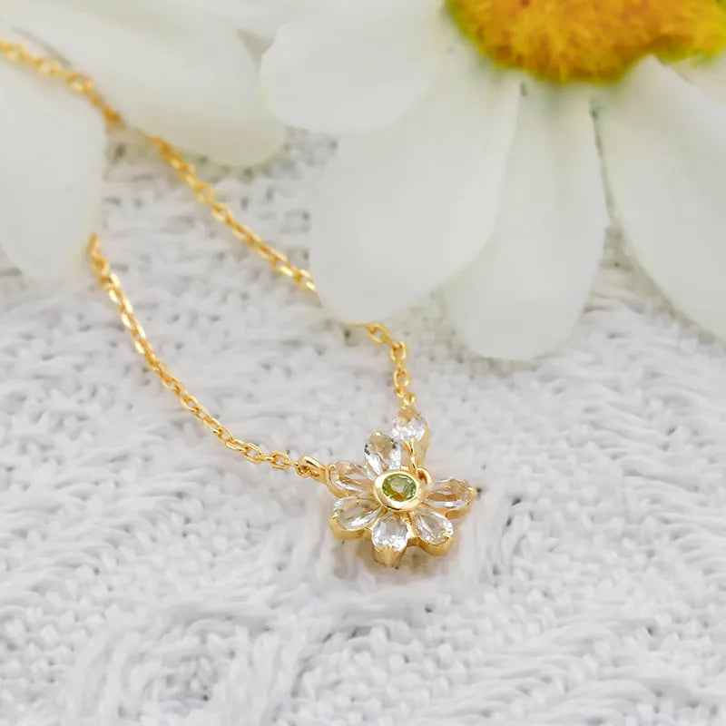 Peridot and Topaz Necklace "Inner Serenity" Gold-Plated Silver