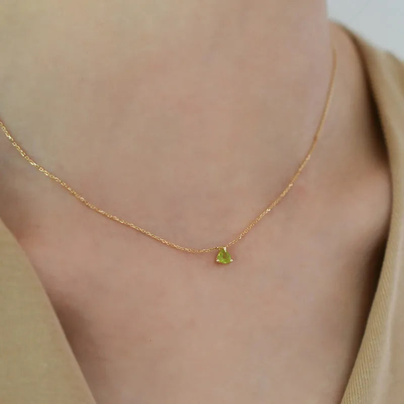 Peridot Necklace "Green Ray" Gold-Plated Silver