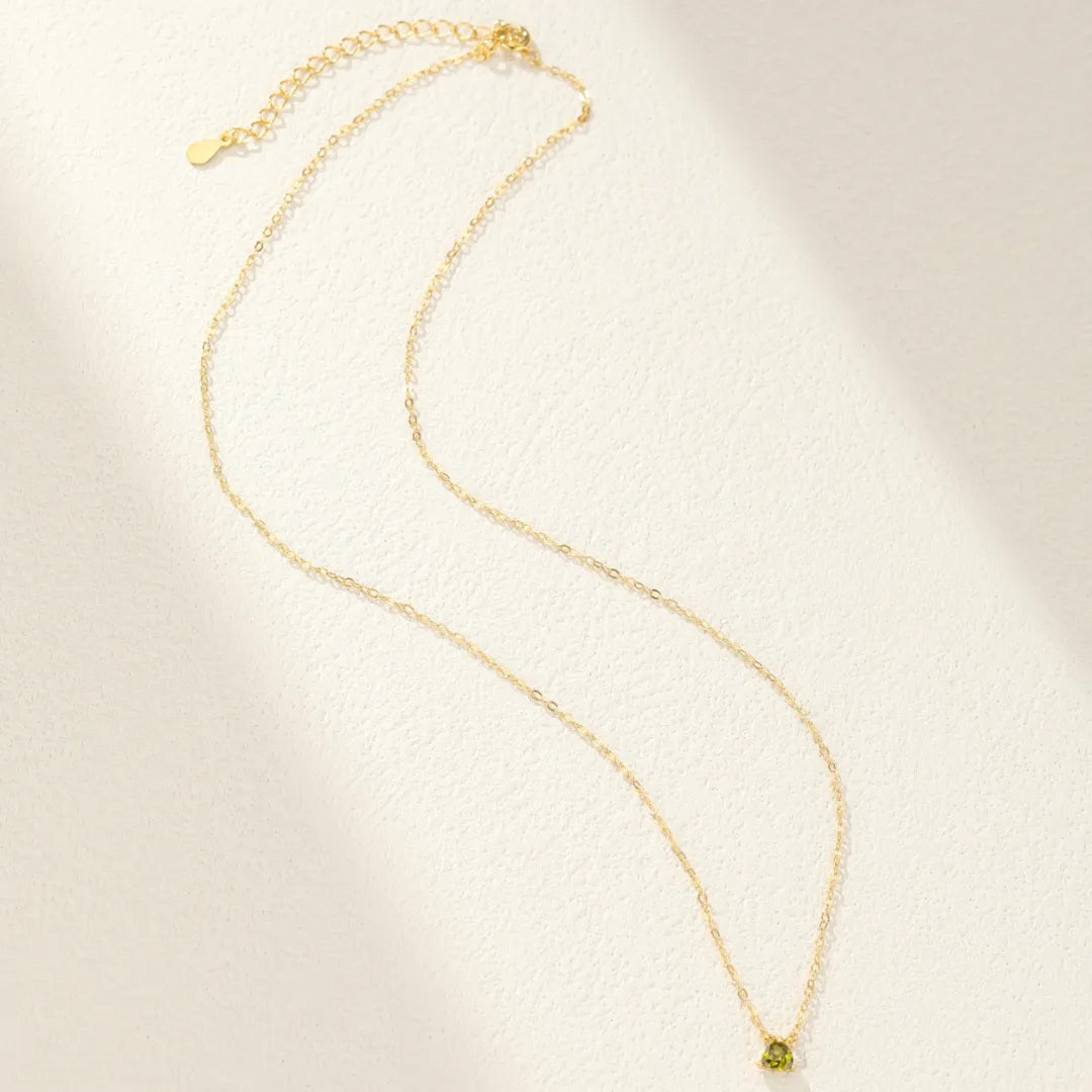 Peridot Necklace "Green Ray" Gold-Plated Silver