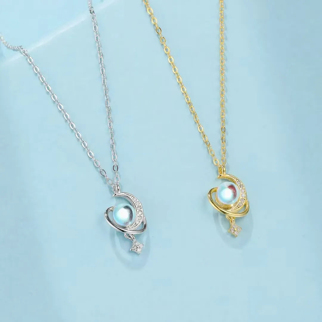 Collier Pierre de Lune "Harmonie Cosmique" Argent
