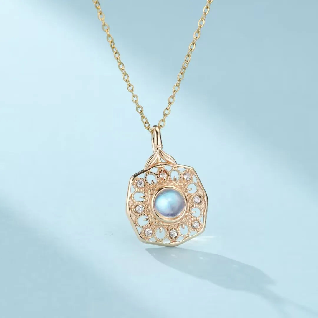 Collier Pierre de Lune "Reflet Enchanteur" Argent Doré Or