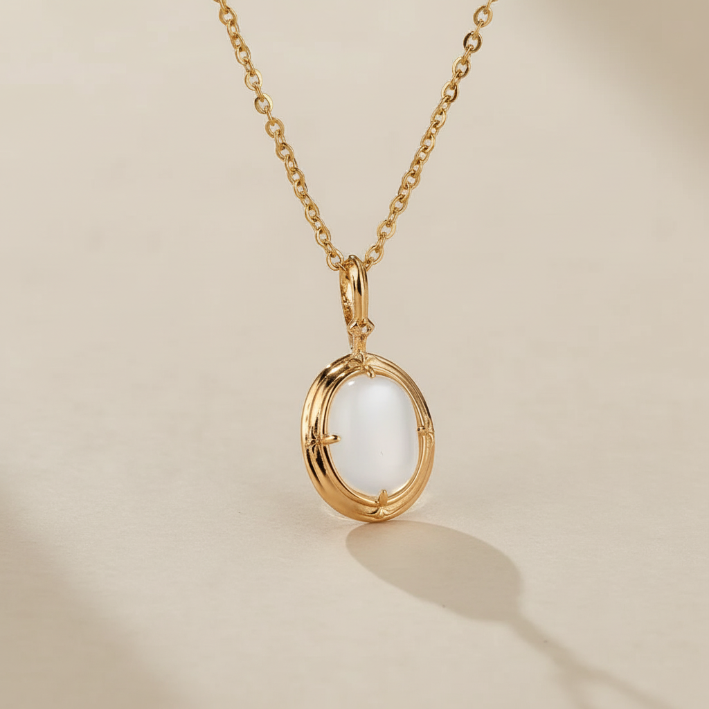 Collier Pierre de Lune "Trésor Antique" Argent Doré Or