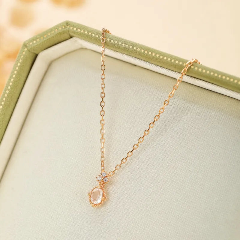 Rose Quartz Necklace "Sweetness" Gold-Plated Silver