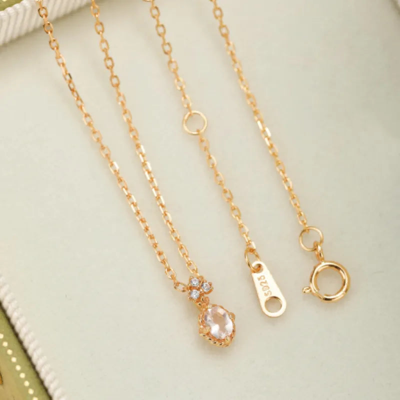 Rose Quartz Necklace "Sweetness" Gold-Plated Silver