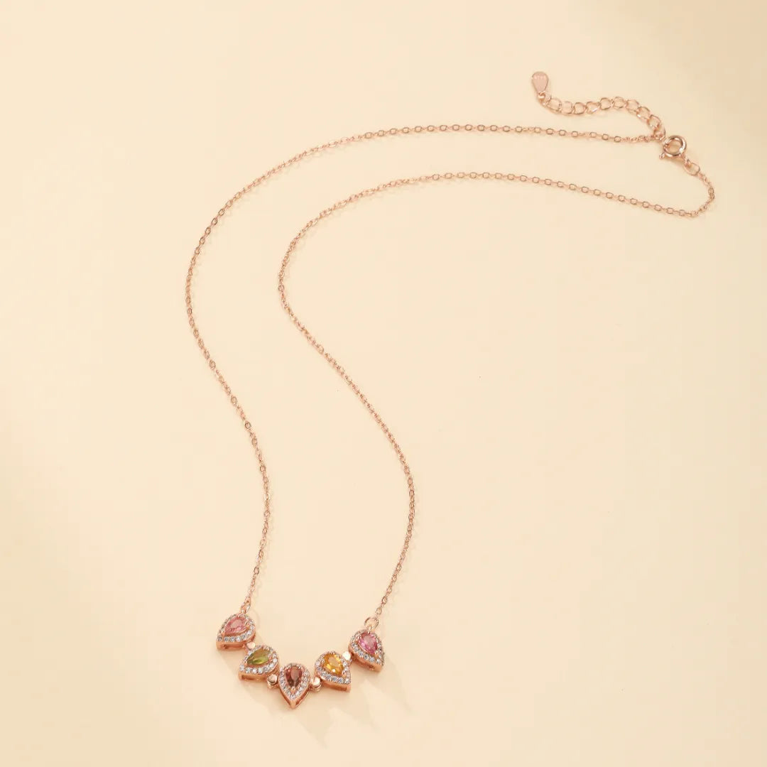 Lucky Flower Tourmaline Clover Necklace Gold-Plated Silver Rose Gold