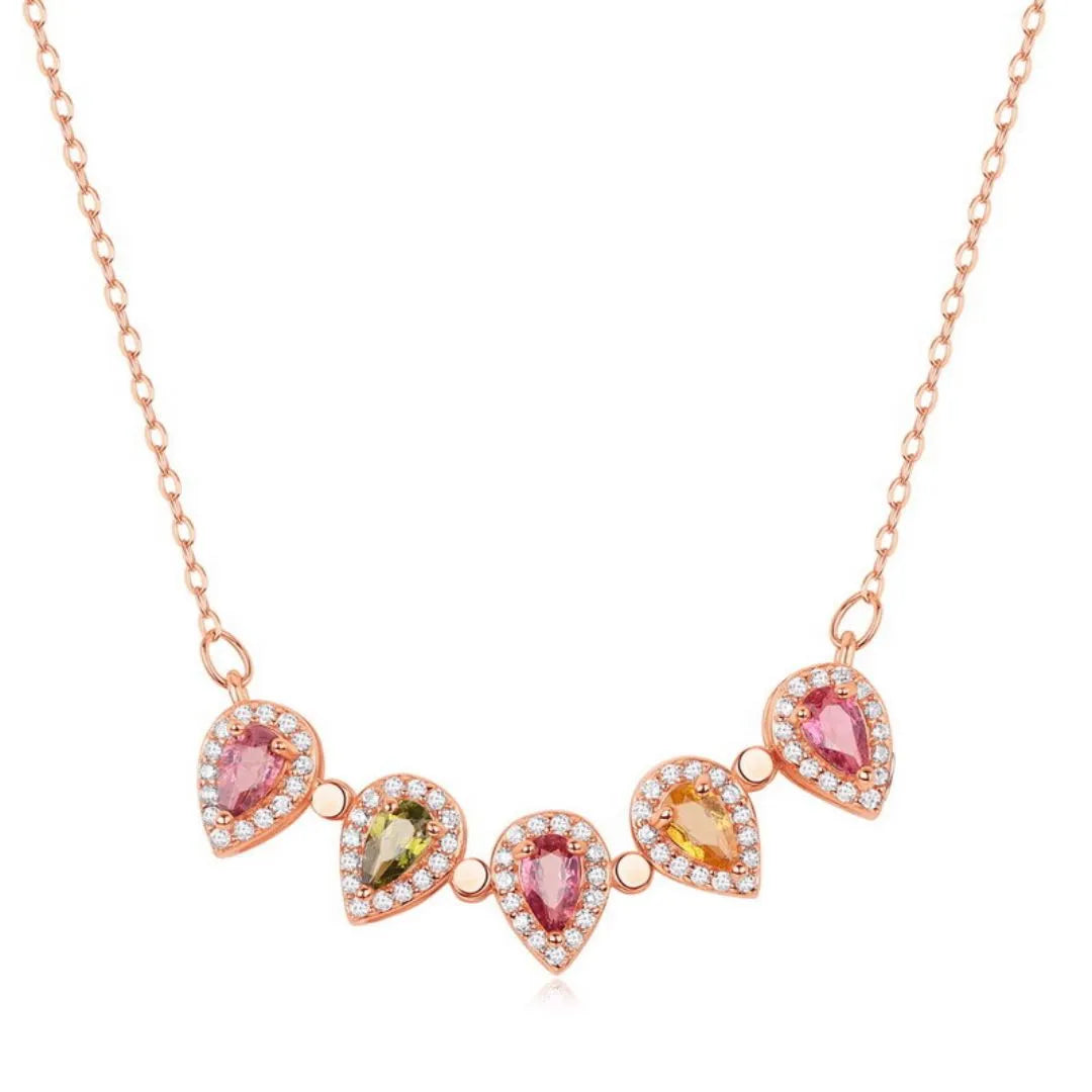 Lucky Flower Tourmaline Clover Necklace Gold-Plated Silver Rose Gold