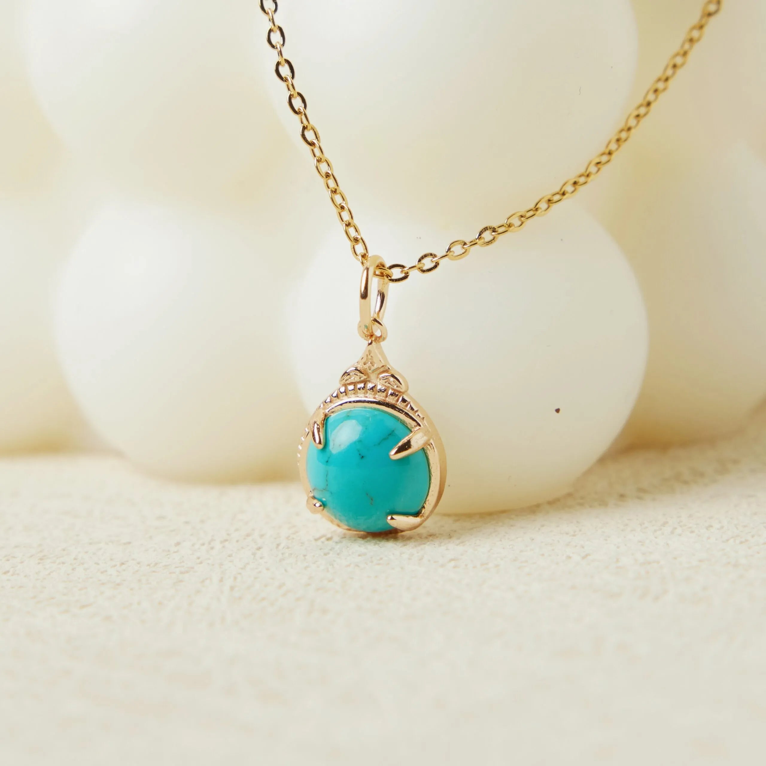 Turquoise Necklace "Enchanted Circle" Gold-Plated Silver