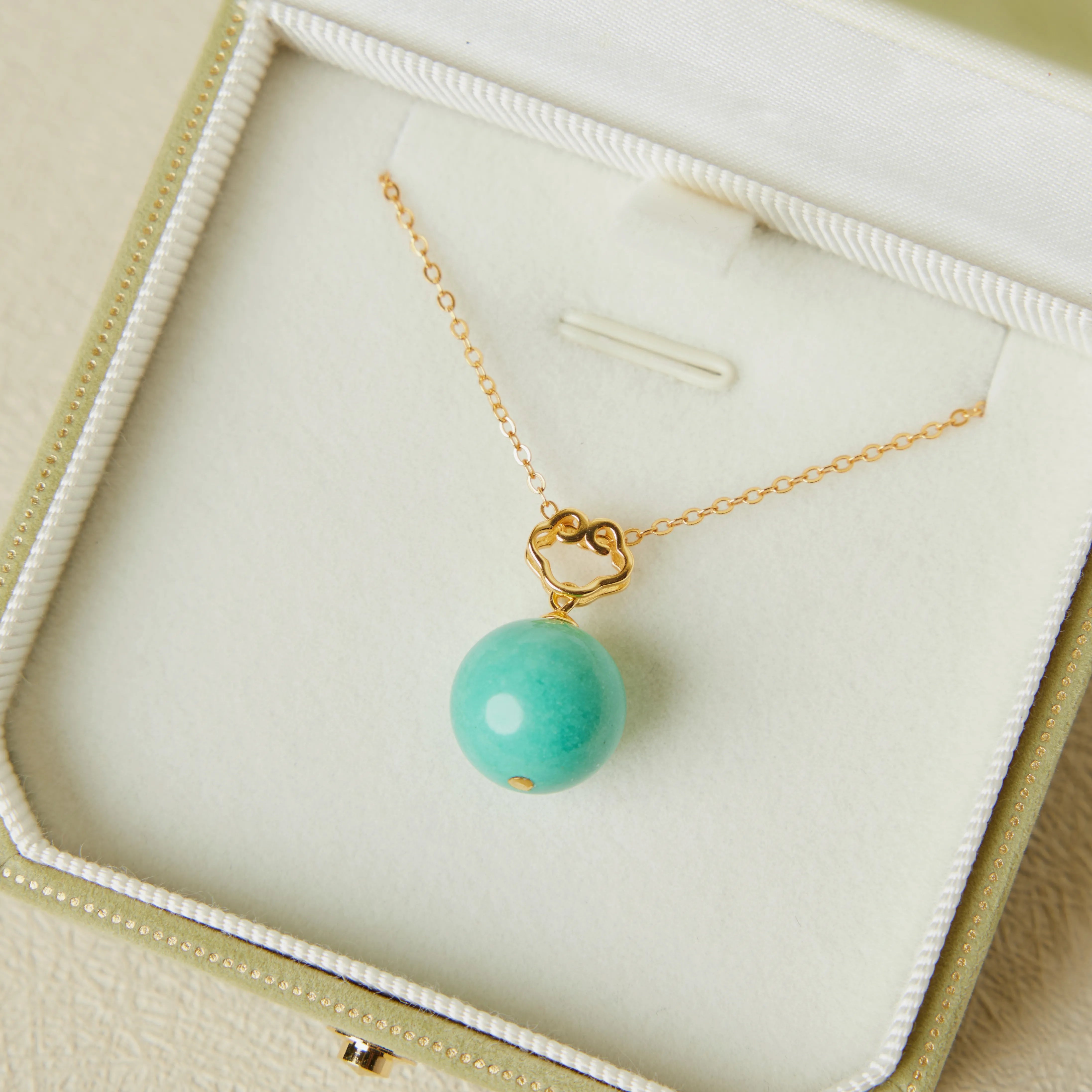 Turquoise Necklace "Royal Moon" Gold-Plated Silver