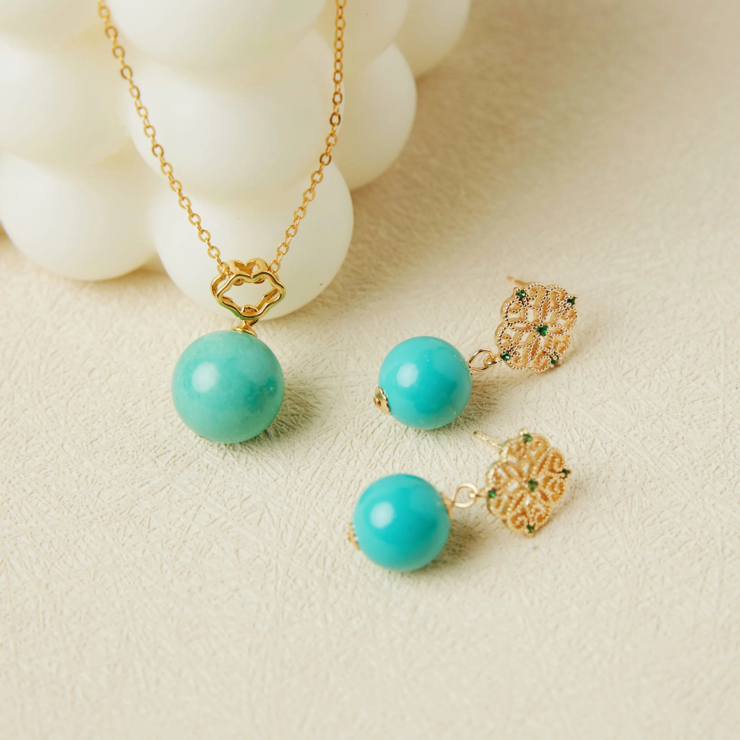 Turquoise Necklace "Royal Moon" Gold-Plated Silver