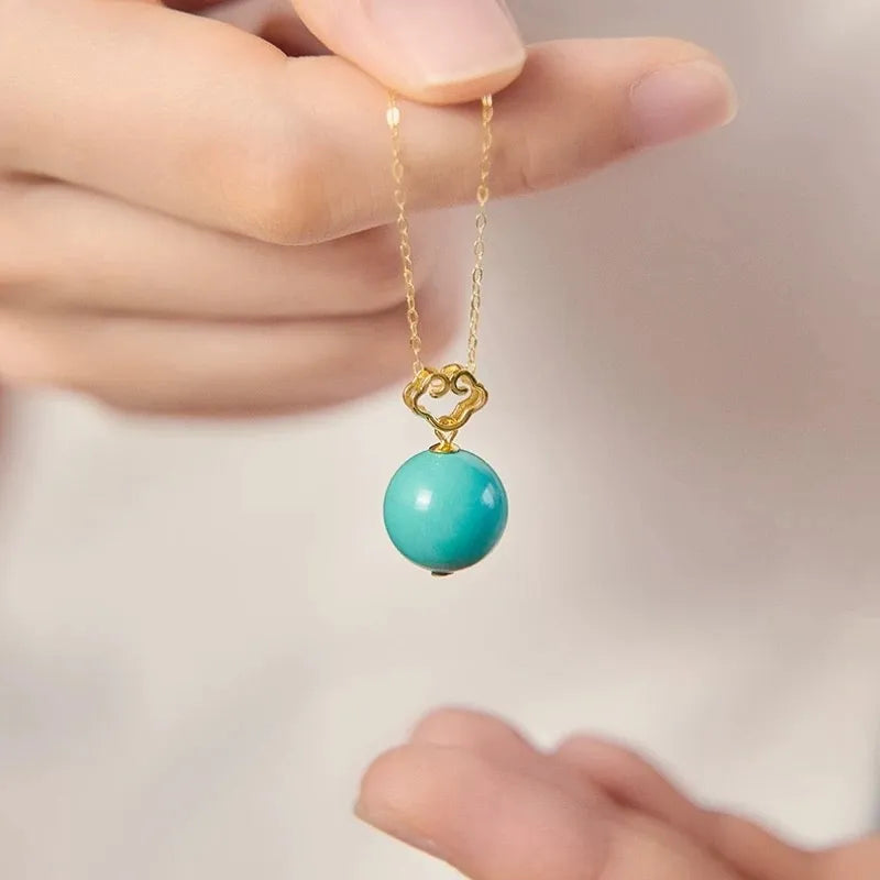 Turquoise Necklace "Royal Moon" Gold-Plated Silver