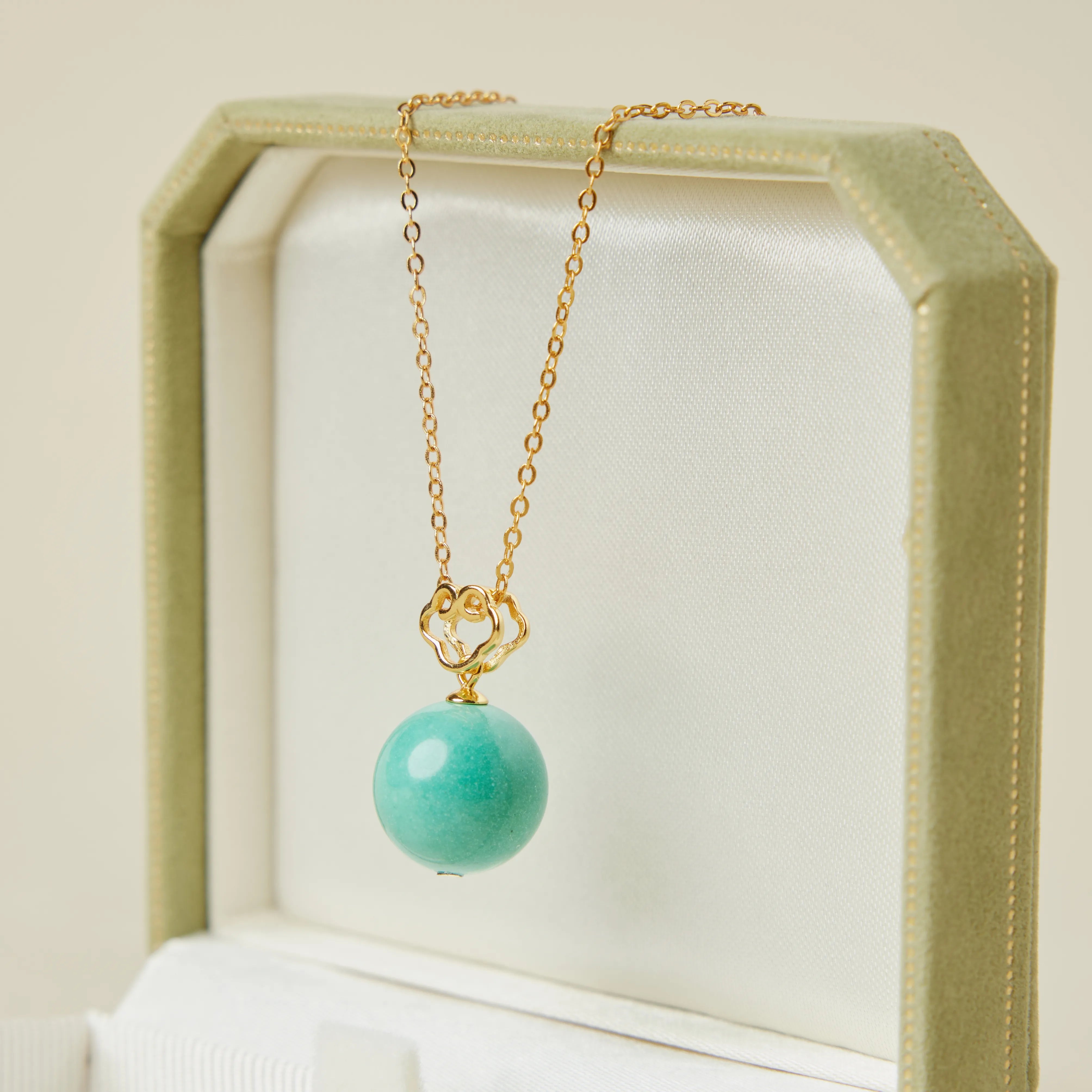 Turquoise Necklace "Royal Moon" Gold-Plated Silver