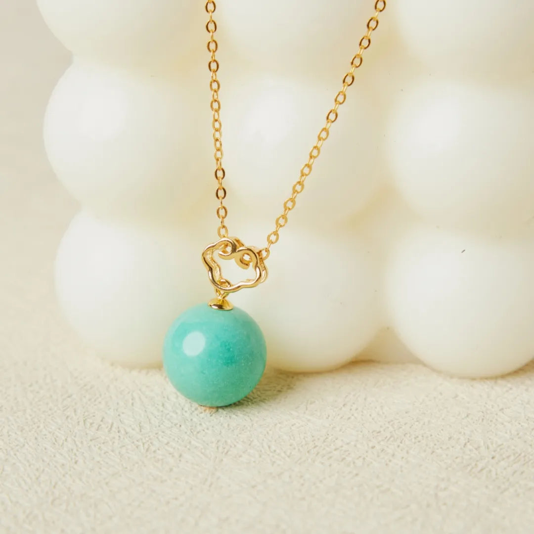 Turquoise Necklace "Royal Moon" Gold-Plated Silver