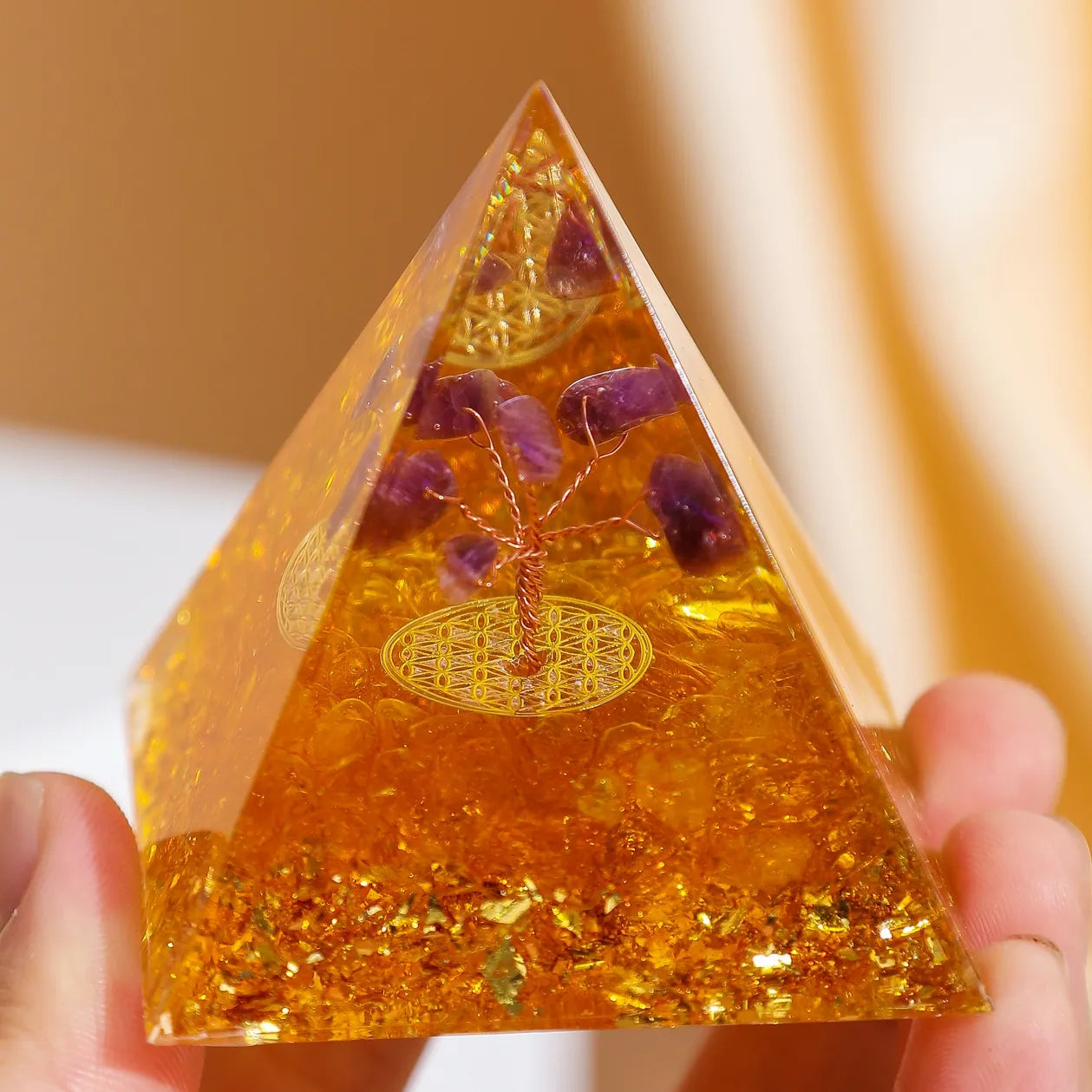 Eternal Growth - Orgonite Pyramid Tree of Life in Amethyst