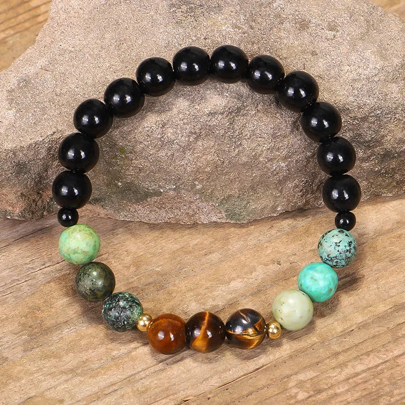 Mala Bracelet and Tiger Eye Necklace Set "Protection Amulet"